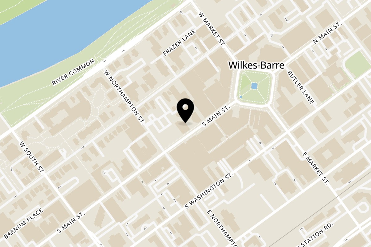 Map showing the location of Shinjiru Ramen Shinjiru Ramen Wilkes-Barre on 41 S Main St Suite A400 in Wilkes-Barre